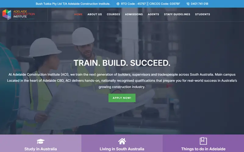 The Adelaide Construction Institute website home page