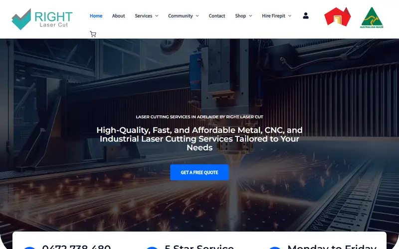 The Right Laser Cut website home page
